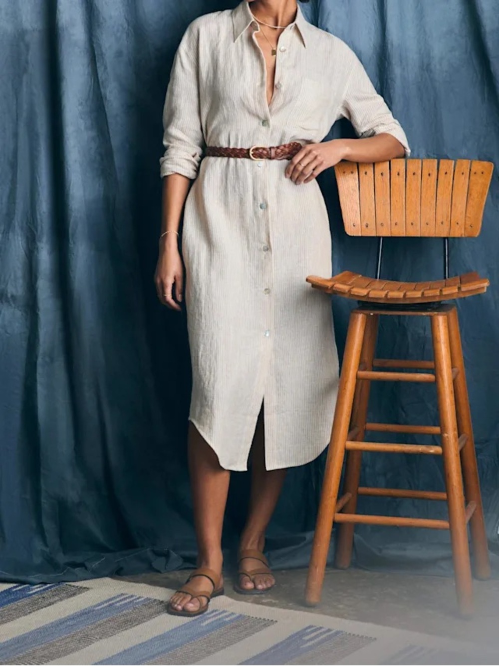 Faherty Striped Linen Laguna Maxi Dress